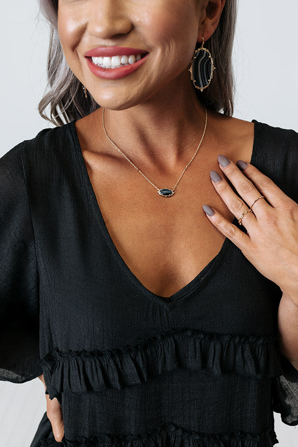Kendra Scott Baroque Elisa Gold Pendant Necklace in Black Banded Agate Kendra Scott Baroque Elisa Gold Pendant Necklace in Black Banded Agate