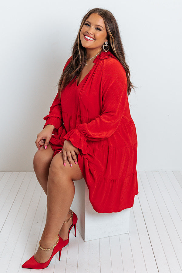 plus size red shift dress Plus Size Vernice Ruffle Bodycon Dress