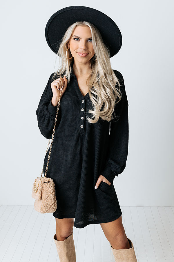Signature Move Waffle Knit Dress In Black Signature Move Waffle Knit Dress In Black