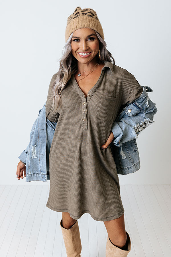Sleeve Waffle Knit Smock Dress Signature Move Waffle Knit Dress In Martini Olive Sleeve Waffle Knit Smock Dress Signature Move Waffle Knit Dress In Martini Olive