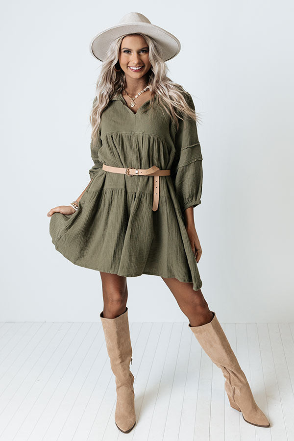 Shape Of My Heart Babydoll Dress In Olive Shape Of My Heart Babydoll Dress In Olive