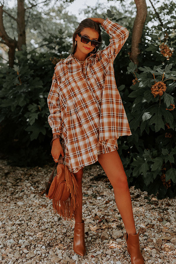 orange flannel dress A Pretty (Warm) Plaid Shirt Dress