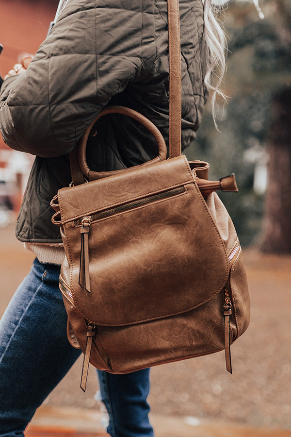 cute brrown leather backpack Changing Places Faux Leather Backpack In Brown