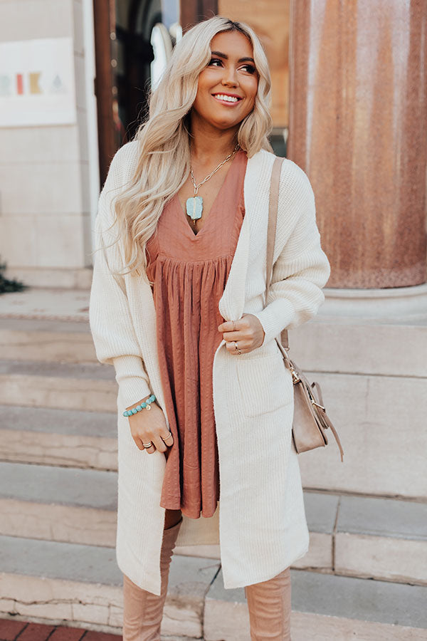 cream cardigan for dress On The Clock Knit Cardigan In Cream