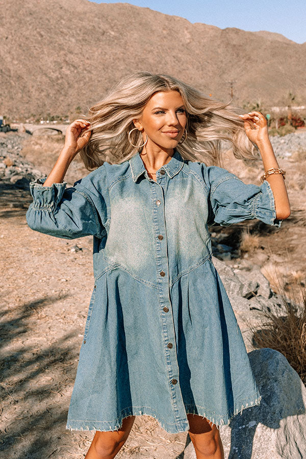 Glorious Afternoon Chambray Dress In Medium Wash Glorious Afternoon Chambray Dress In Medium Wash
