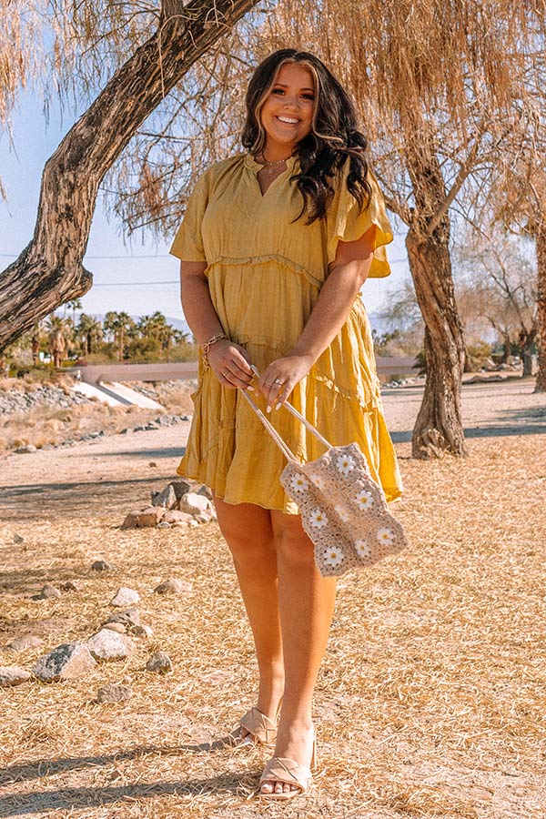 yellow babydoll dress BIEL SQUARE-NECK BABYDOLL DRESS IN YELLOW
