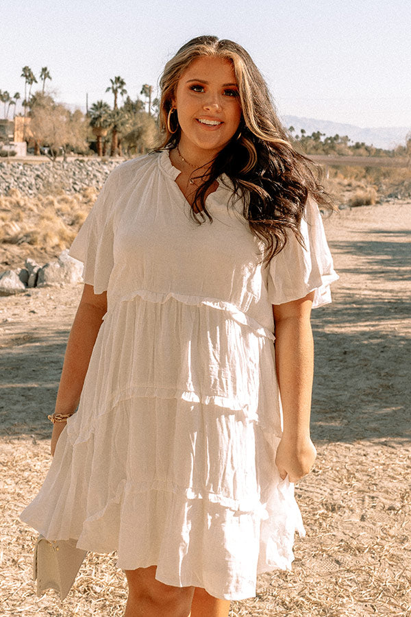 Super Chic Babydoll Dress In White Curves Super Chic Babydoll Dress In White Curves