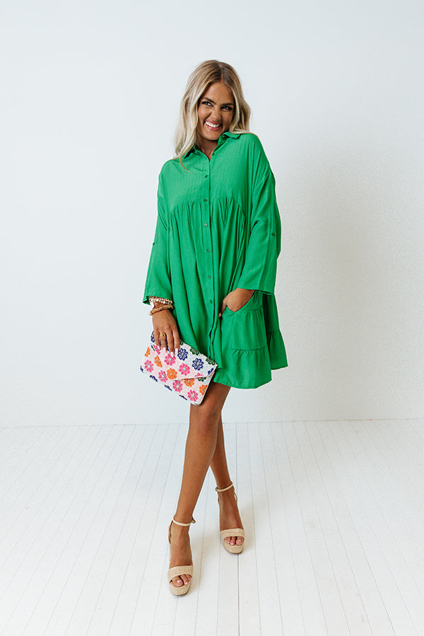 Sunshine Pact Babydoll Dress In Kelly Green Sunshine Pact Babydoll Dress In Kelly Green
