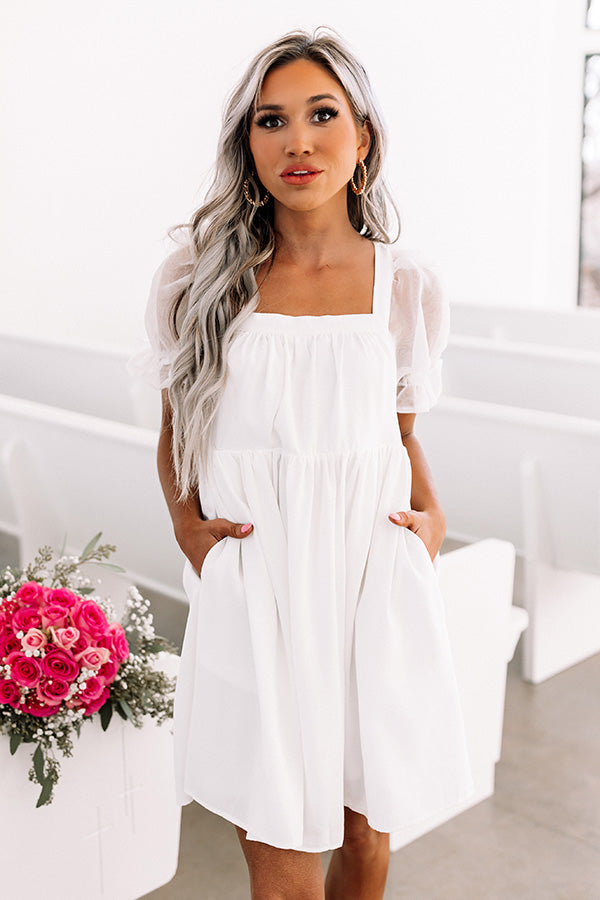 Instantly Lovestruck Babydoll Dress In White Instantly Lovestruck Babydoll Dress In White