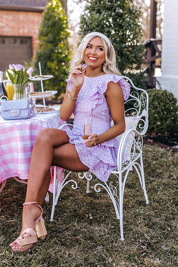 Springtime Happiness Eyelet Dress In Lavender Springtime Happiness Eyelet Dress In Lavender