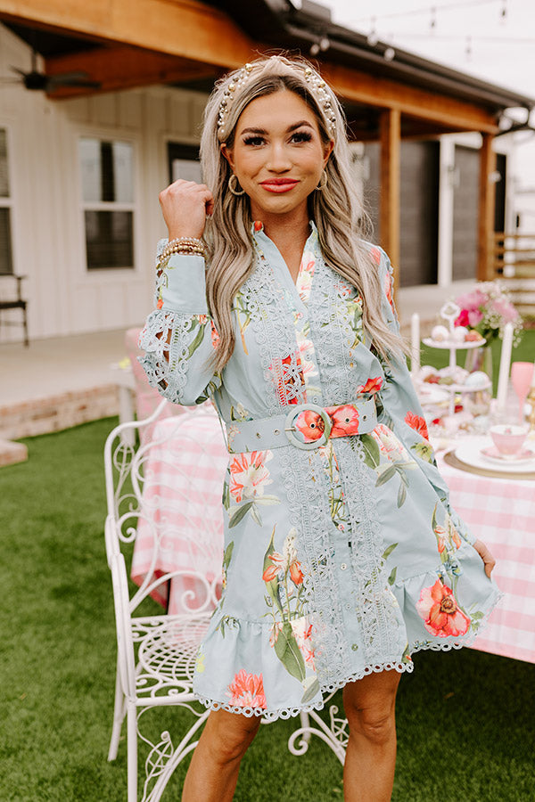 Floral Dawn Crochet Dress In Sky Blue Floral Dawn Crochet Dress In Sky Blue