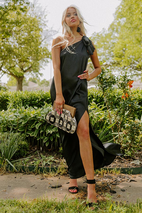 black maxi dress classy Classy Nights Black One Shoulder Embellished Maxi Dress