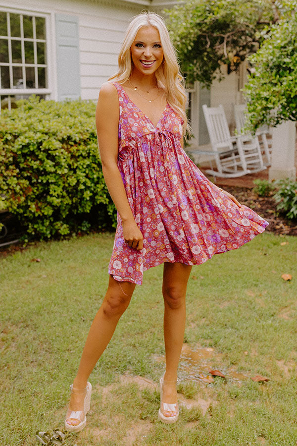 Dancing In The Rain Floral Babydoll Dress In Rose Dancing In The Rain Floral Babydoll Dress In Rose