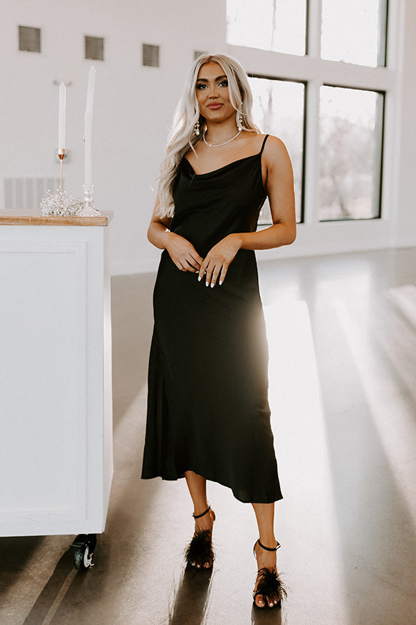 Classy And Confident Satin Midi In Black Impressions Online Boutique Classy And Confident Satin Midi In Black Impressions Online Boutique