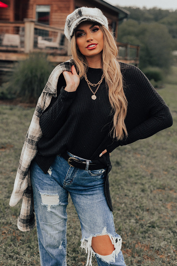 cute fall dresses pinterest Put You First Waffle Knit Top In Black – Impressions Online Boutique