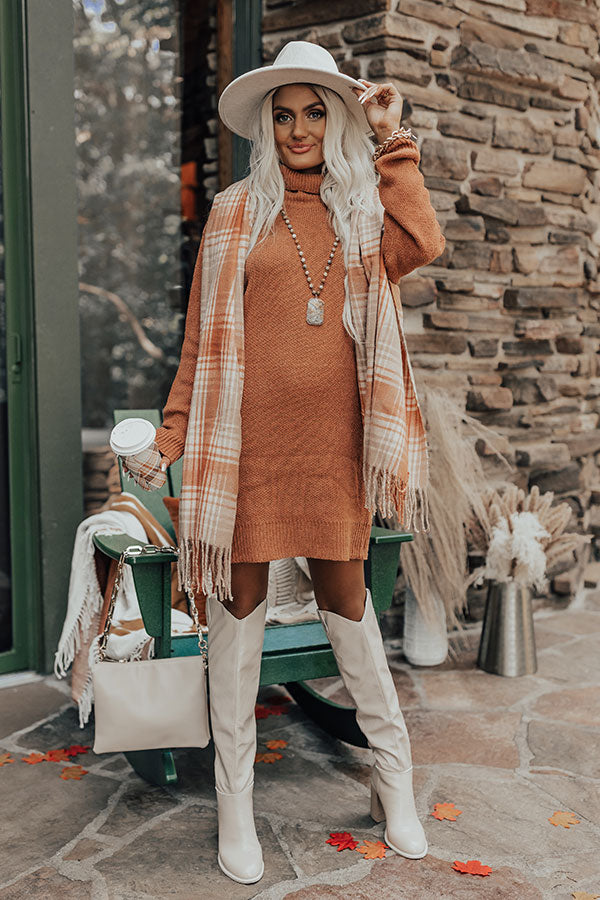 Chill On The Horizon Sweater Dress In Rust Chill On The Horizon Sweater Dress In Rust