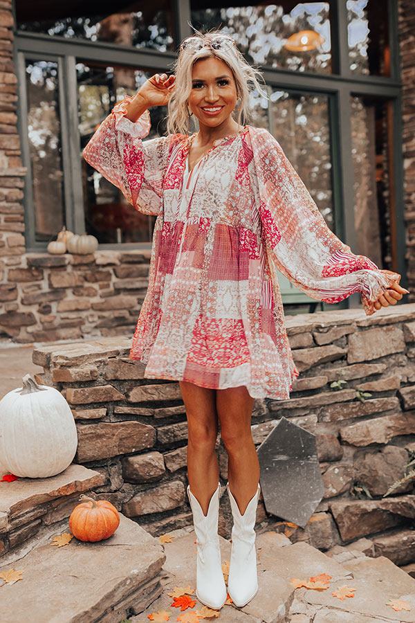 fall shift dress with sleeves Pumpkin Swirl Shift Dress