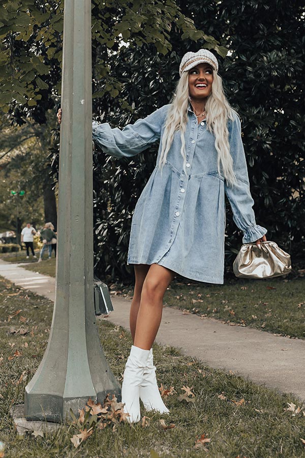 Ladies Denim White Long Sleeve Denim Dress Take It From Here Denim Dress Ladies Denim White Long Sleeve Denim Dress Take It From Here Denim Dress