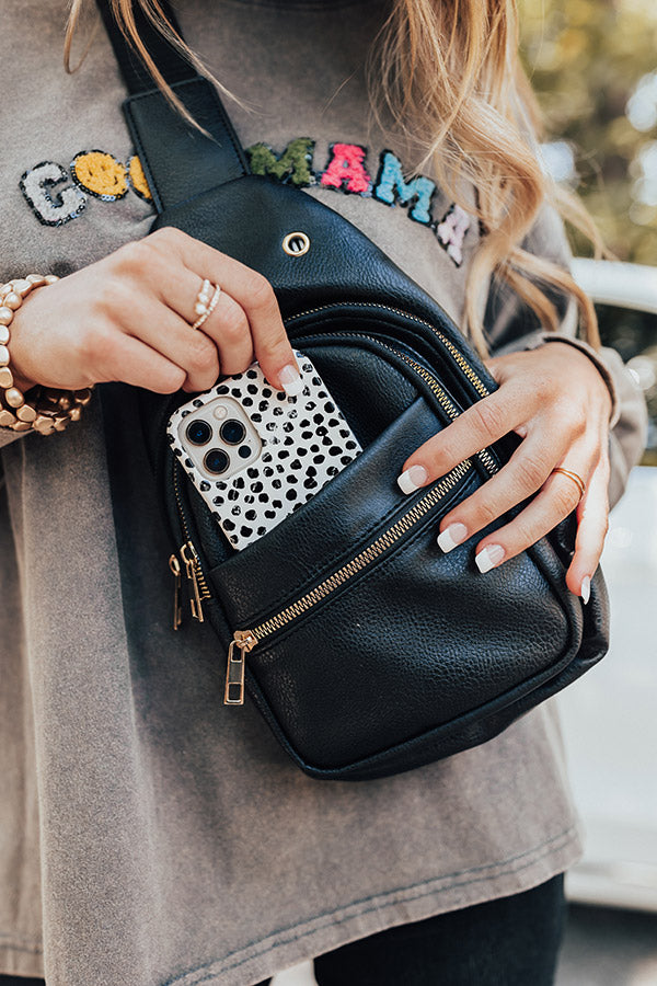 Highway Home Faux Leather Sling Backpack In Black