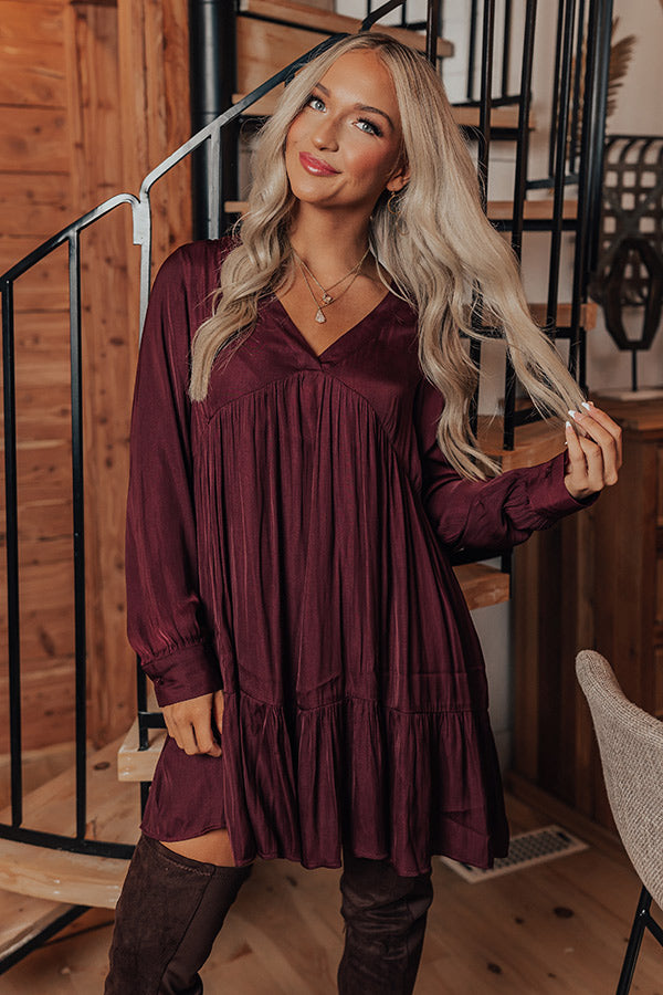 Autumn Brunch Babydoll Dress In Windsor Wine Autumn Brunch Babydoll Dress In Windsor Wine