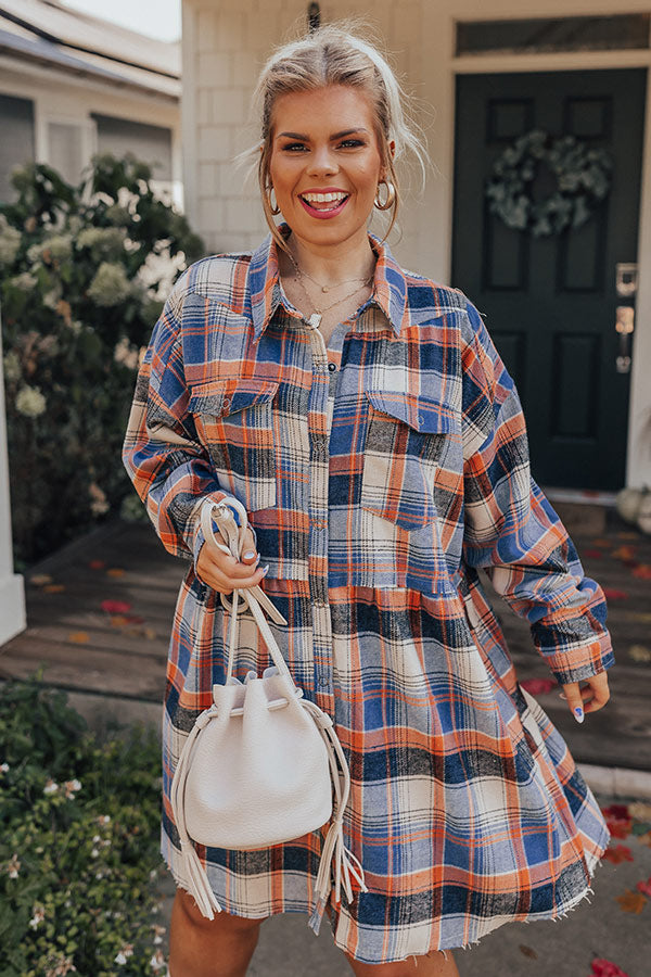 Cold Brew Babe Flannel Babydoll Dress Curves Cold Brew Babe Flannel Babydoll Dress Curves