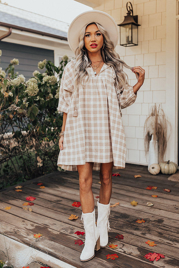 cream tartan dress Polo Ralph Lauren Long Sleeve Plaid Smocked Dress in Cream Stewart Tartan