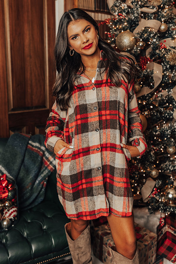 Peppermint Kisses Flannel Tunic Dress In Chocolate Peppermint Kisses Flannel Tunic Dress In Chocolate