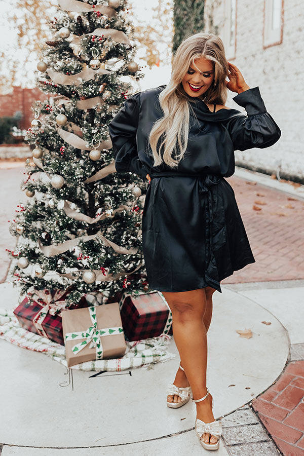 More Pinot, Please Satin Dress In Black Curves More Pinot, Please Satin Dress In Black Curves