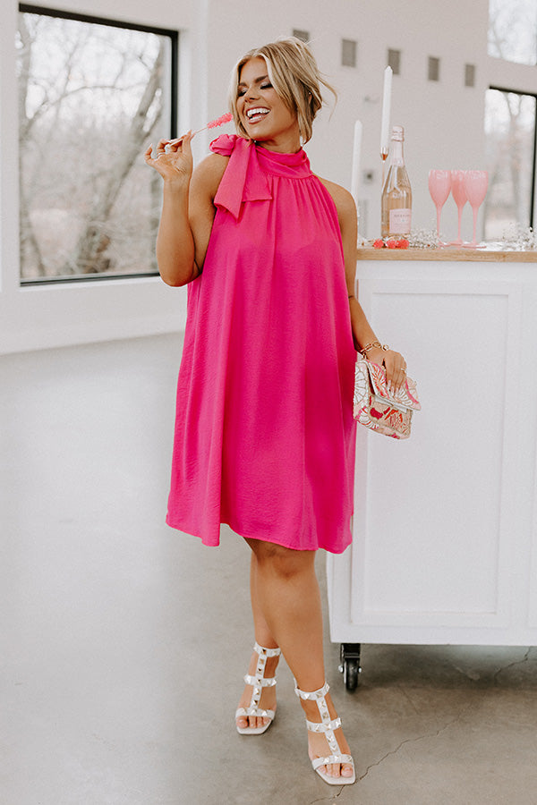 Friday Night Glam Shift Dress In Hot Pink Curves Friday Night Glam Shift Dress In Hot Pink Curves