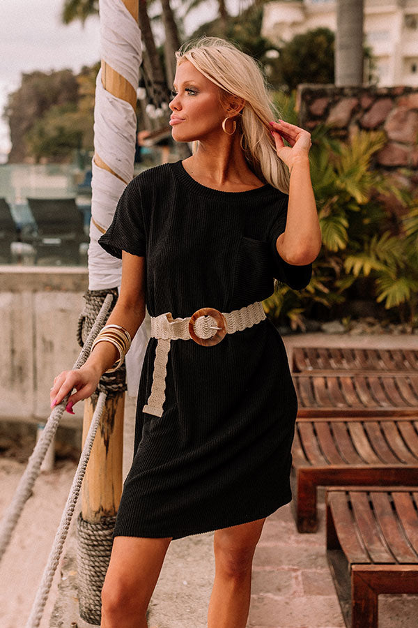 black t shirt dress with belt En Saison Women's Nelly Collared Mini Shirt Dress - Black
