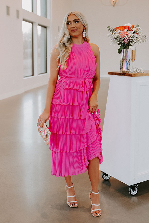 Forever Admiring Pleated Midi In Hot Pink Forever Admiring Pleated Midi In Hot Pink