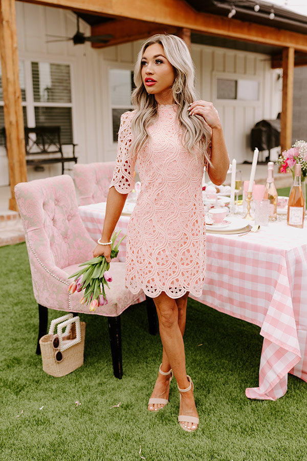 Claim To Love Crochet Dress in Pink Claim To Love Crochet Dress in Pink
