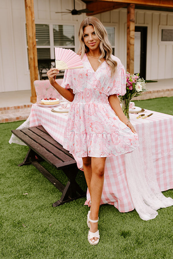pink smocked mini dress Rosy Days Dress PINK / L