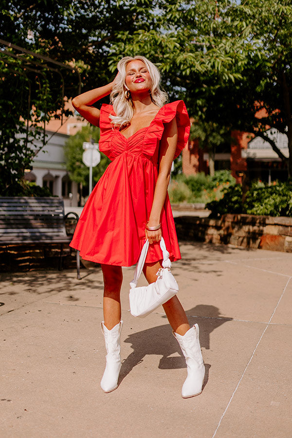 red babbydol dress Cityscape Splendor Babydoll Dress in Red