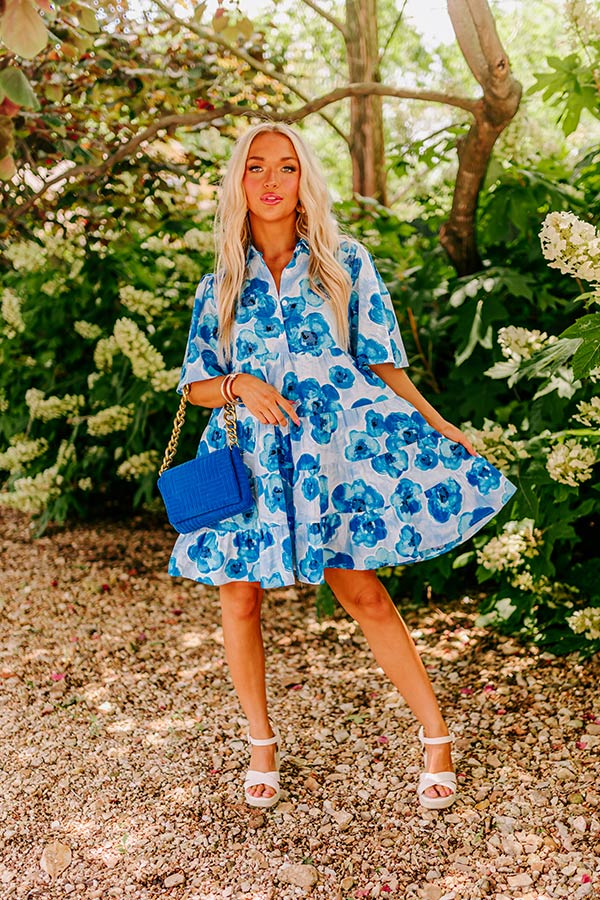 Romantic Story Shift Dress In Blue