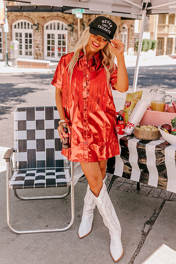 First And Fabulous Metallic Mini Dress in Red First And Fabulous Metallic Mini Dress in Red