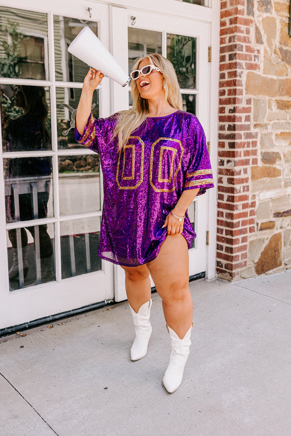 sequin t shirt dress purple Purple Sequin T Shirt Dress w Mask Motif OS