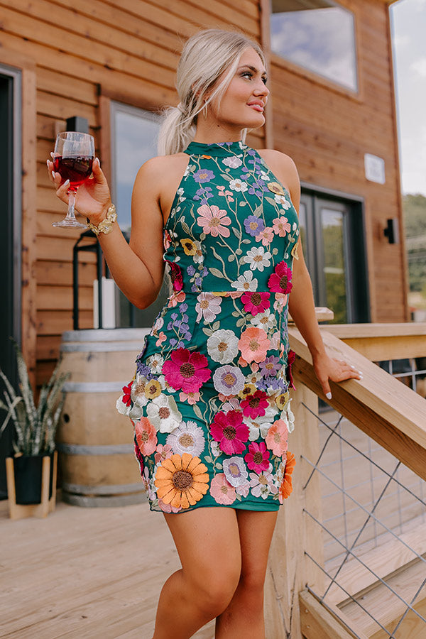 Sunshine Villa Embroidered Mini Dress in Hunter Green Sunshine Villa Embroidered Mini Dress in Hunter Green