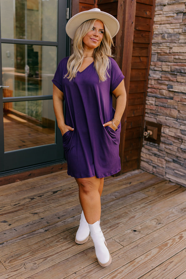 Back To Basics T-Shirt Dress In Dark Purple Cuves Impressions Online Boutique Back To Basics T-Shirt Dress In Dark Purple Cuves Impressions Online Boutique
