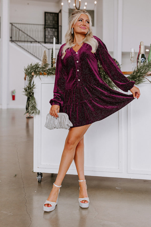 Wine Tasting Velvet Shift Dress In Royal Plum Wine Tasting Velvet Shift Dress In Royal Plum