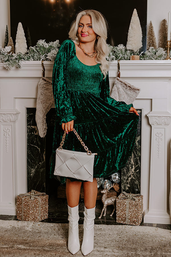 smocked velvet midi dress Black Velvet Smocked Long Sleeve Midi Dress PinkBlush