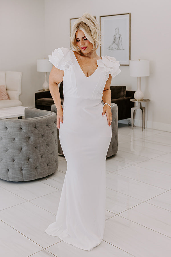 The Lindsey Ruffle Maxi Dress Curves 3XL / White