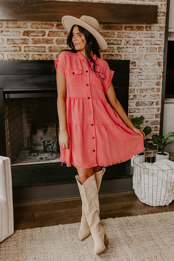Kaleidoscope Ways Mineral Wash Mini Dress In Coral L / Coral Kaleidoscope Ways Mineral Wash Mini Dress In Coral L / Coral