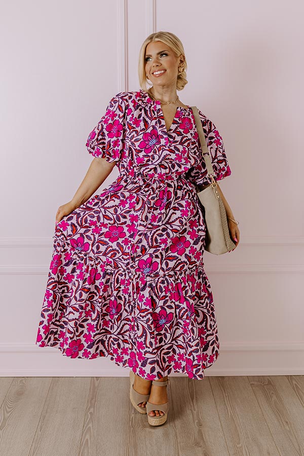 Pretty In Blooms Floral Midi Dress in Pink Curves Impressions Online Boutique Pretty In Blooms Floral Midi Dress in Pink Curves Impressions Online Boutique