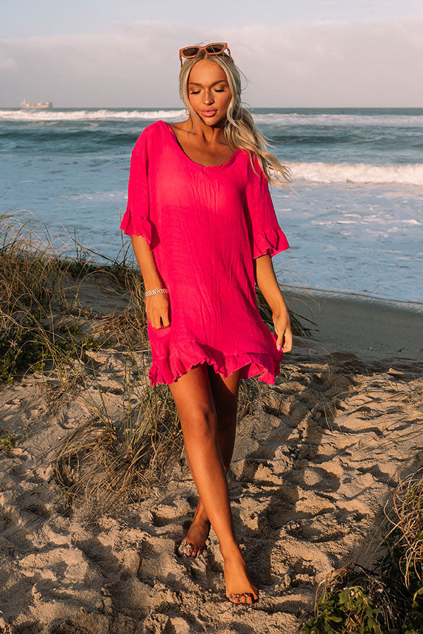 hot pink cover up dress Women's Mesh Cover Up Dress - Hot Pink