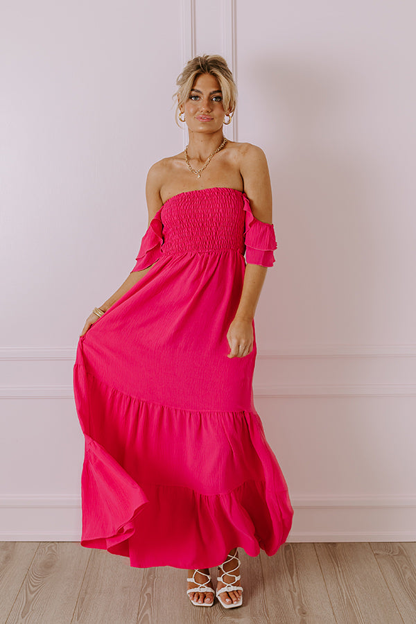 Seaside Chic Smocked Maxi In Hot Pink L / hot-pink Seaside Chic Smocked Maxi In Hot Pink L / hot-pink
