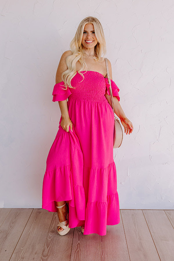 Seaside Chic Smocked Maxi In Hot Pink Curves Impressions Online Boutique Seaside Chic Smocked Maxi In Hot Pink Curves Impressions Online Boutique