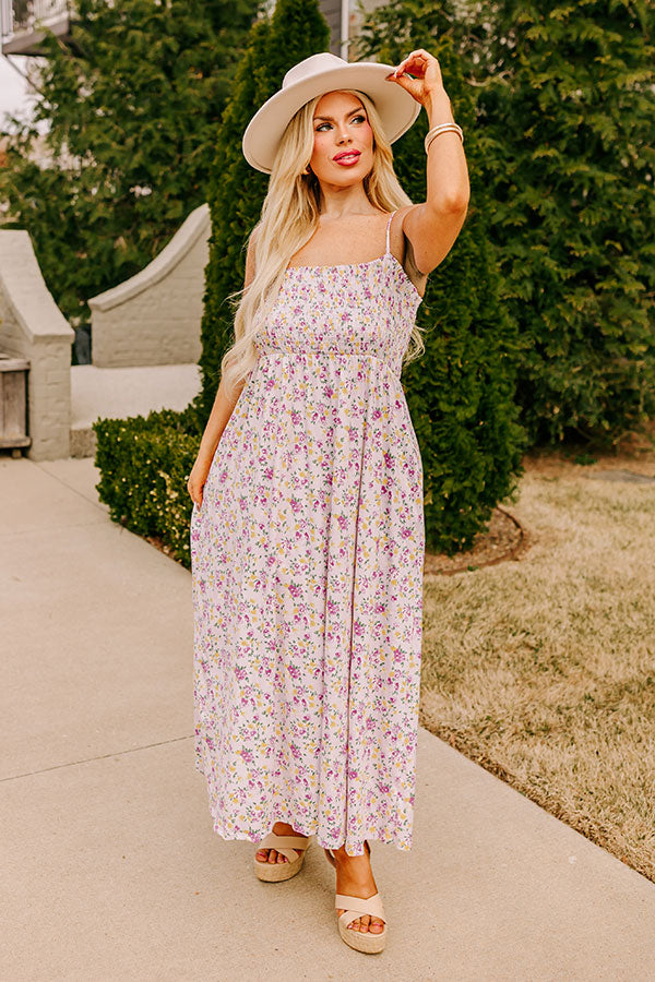 Smiles and Sunshine Floral Maxi in Lavender Curves 3XL / Lavender Smiles and Sunshine Floral Maxi in Lavender Curves 3XL / Lavender