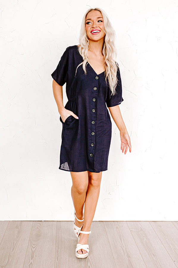 Capri Kisses Button Up Dress In Navy