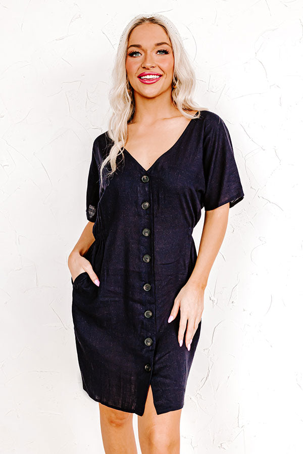 Capri Kisses Button Up Dress In Navy